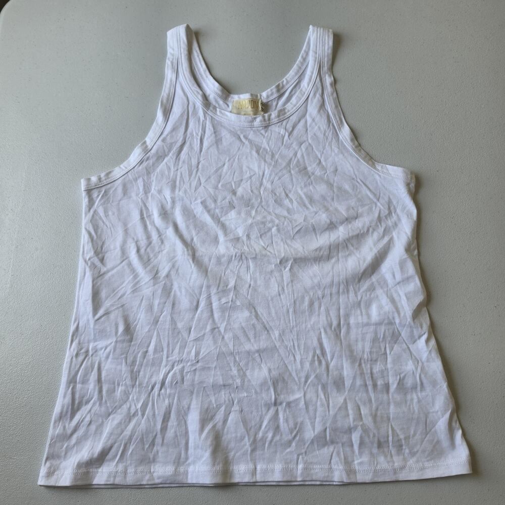 Nation LTD Tank Top Womens Medium White Organic Pima Cotton Scoop Neck Basic